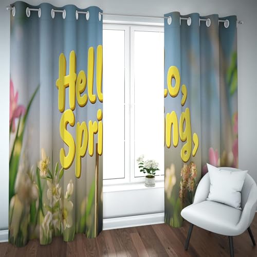 UIRINGART Moderne Stil Verdunkelungsvorhänge Traumgarten Frühling Bunte Blumenmuster mit Öse Fenster Vorhänge für Terrasse Schiebetür 2 Paneele B140xH270cm UIRINGART Moderne Stil Verdunkelungsvorhänge Traumgarten Frühling Bunte Blumenmuster mit Öse Fenster Vorhänge für Terrasse Schiebetür 2 Paneele B140xH270cm von UIRINGART