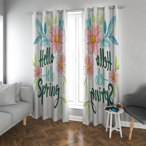 UIRINGART Moderne minimalistische Stil Verdunkelungsvorhänge Frühling Aquarell rosa Blumenmuster isolierte Fenstervorhänge für Schiebetür 2 Paneele B132xH160cm UIRINGART Moderne minimalistische Stil Verdunkelungsvorhänge Frühling Aquarell rosa Blumenmuster isolierte Fenstervorhänge für Schiebetür 2 Paneele B132xH160cm von UIRINGART