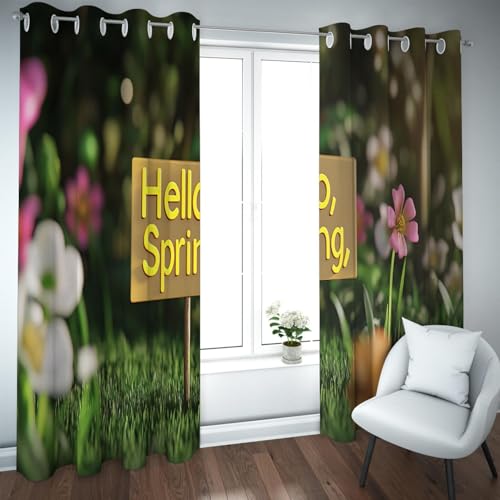 UIRINGART Natürliche Landschaftsstil Verdunkelungsvorhänge Frühling Bunte Blumen Rasen Garten Muster Öse Fenster Vorhänge für Wohnzimmer 2 Paneele B140xH260cm UIRINGART Natürliche Landschaftsstil Verdunkelungsvorhänge Frühling Bunte Blumen Rasen Garten Muster Öse Fenster Vorhänge für Wohnzimmer 2 Paneele B140xH260cm von UIRINGART