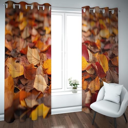 UIRINGART Natürliche Szenerie Verdunkelungsvorhänge Fallen Blätter auf dem Boden im Herbstmuster Schalldichte Fenstervorhänge für Küche 2 Paneele B140xH270cm UIRINGART Natürliche Szenerie Verdunkelungsvorhänge Fallen Blätter auf dem Boden im Herbstmuster Schalldichte Fenstervorhänge für Küche 2 Paneele B140xH270cm von UIRINGART