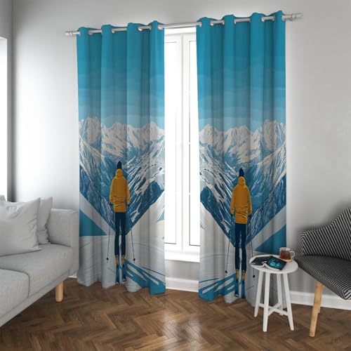 UIRINGART Natürliche Szenerie Verdunkelungsvorhänge Mann in gelben Kleidern, die auf verschneiten Bergen Ski Fahren Wärmeisolierte Fenstervorhänge für Büro 2 Paneele B140xH270cm UIRINGART Natürliche Szenerie Verdunkelungsvorhänge Mann in gelben Kleidern, die auf verschneiten Bergen Ski Fahren Wärmeisolierte Fenstervorhänge für Büro 2 Paneele B140xH270cm von UIRINGART