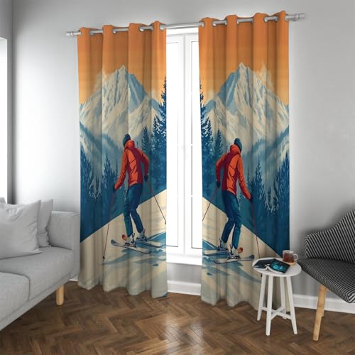 UIRINGART Natur Thema Vorhänge für das Skifahren im Klassenzimmer in den verschneiten Bergen im Winter Wald Raum Verdunkelung Verdunkelung Vorhänge Set 2 Paneele B168xH229cm UIRINGART Natur Thema Vorhänge für das Skifahren im Klassenzimmer in den verschneiten Bergen im Winter Wald Raum Verdunkelung Verdunkelung Vorhänge Set 2 Paneele B168xH229cm von UIRINGART