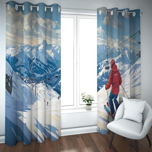 UIRINGART Polar Natural Style Verdunkelungsvorhänge Skigebiet Thema Schnee Berg Seilbahn Öse Fenster Vorhänge für Glasschiebetür 2 Paneele B180xH245cm UIRINGART Polar Natural Style Verdunkelungsvorhänge Skigebiet Thema Schnee Berg Seilbahn Öse Fenster Vorhänge für Glasschiebetür 2 Paneele B180xH245cm von UIRINGART