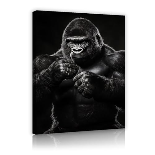 UIRINGART Tierwelt Starker Gorilla Leinwand Wandkunst Schwarz und Weiß Bilder Kunstwerk Drucke Tier Poster Malerei für Wohnzimmer Home Office 75x120cm Innenrahmen UIRINGART Tierwelt Starker Gorilla Leinwand Wandkunst Schwarz und Weiß Bilder Kunstwerk Drucke Tier Poster Malerei für Wohnzimmer Home Office 75x120cm Innenrahmen von UIRINGART