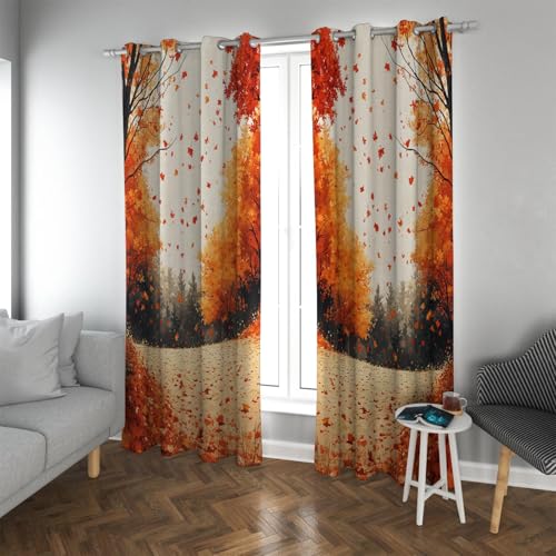 UIRINGART Verdunkelungsvorhänge im Landhausstil Mysteriöser Herbstwald mit orangefarbenen Blättern wärmeisolierte Fenstervorhänge für Büro 2 Paneele B168xH160cm UIRINGART Verdunkelungsvorhänge im Landhausstil Mysteriöser Herbstwald mit orangefarbenen Blättern wärmeisolierte Fenstervorhänge für Büro 2 Paneele B168xH160cm von UIRINGART