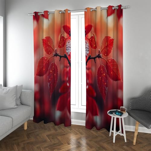 UIRINGART Verdunkelungsvorhänge im botanischen Stil schöne rote Blätter Muster in jeder Jahreszeit Landschaft wärmeisolierte Fenstervorhänge für Büro 2 Paneele B140xH260cm UIRINGART Verdunkelungsvorhänge im botanischen Stil schöne rote Blätter Muster in jeder Jahreszeit Landschaft wärmeisolierte Fenstervorhänge für Büro 2 Paneele B140xH260cm von UIRINGART