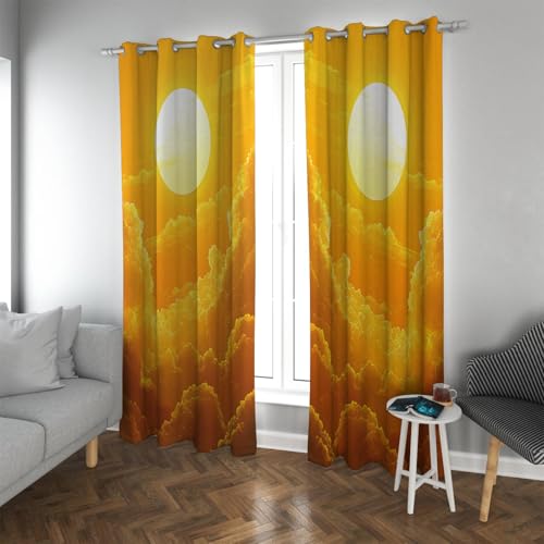 UIRINGART Verdunkelungsvorhänge im nordischen Stil für Schlafzimmer Golden Sun und abstraktes Wolkenmuster Raumverdunkelung wärmeisolierte Vorhänge 2 Paneele B140xH270cm UIRINGART Verdunkelungsvorhänge im nordischen Stil für Schlafzimmer Golden Sun und abstraktes Wolkenmuster Raumverdunkelung wärmeisolierte Vorhänge 2 Paneele B140xH270cm von UIRINGART