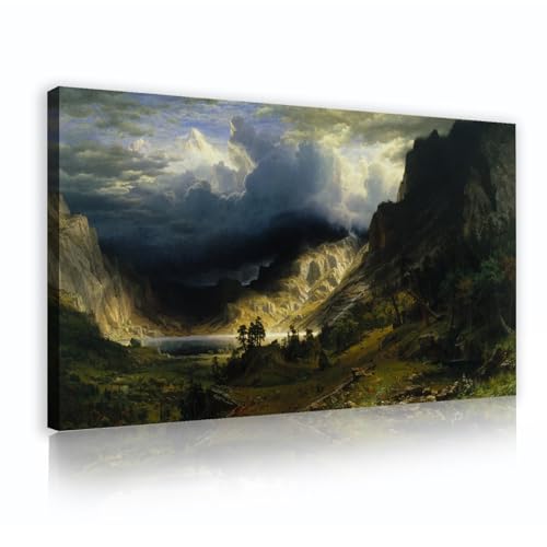 UIRINGART Weltberühmter Gemäldestil Ein Sturm in den Rocky Mountains Leinwanddruck Albert Bierstadt Große Wandkunst für Wohnzimmer Wohnkultur 35x60cm Innenrahmen von UIRINGART