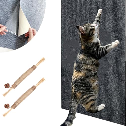 Climbing Cat Scratcher,Kratzwand FüR Katzen,Kratzmatten FüR Katzen Sofa,DIY Climbing Cat Scratcher,Kratzmatte Selbstklebend,Katzenteppich Selbstklebend (Schwarz,40 * 200cm) von UIRPK