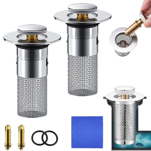 UIRPK Envixia - Envixia Abflussstopfen, Envixia Abflussstopfen Mit Sieb, Bodenablauf Filter Aus Edelstahl, Abflussfilter Waschbecken, Bodenablauf Filter Aus Edelstahl Dusche (2 STÜCK) von UIRPK