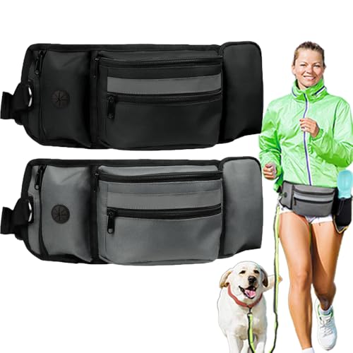 Luvo Bag,Multifunktions-Gassitasche,Mit Flaschenhalter Kotbeutelspender Und Verstellbarem Gurt,Mit D-Ring FüR Die Leine,Gibt Ihnen Die HäNde Frei (Grau+Schwarz) von UIRPK