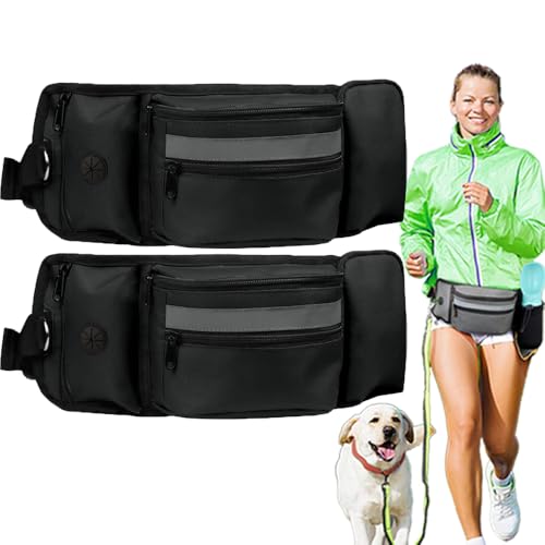 Luvo Bag,Multifunktions-Gassitasche,Mit Flaschenhalter Kotbeutelspender Und Verstellbarem Gurt,Mit D-Ring FüR Die Leine,Gibt Ihnen Die HäNde Frei (Schwarz*2) von UIRPK