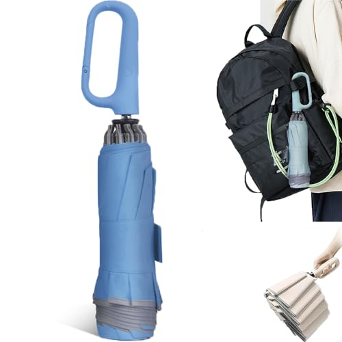 UIRPK Ring Buckle Umbrella,Reflective Safety Strip,Sturdy Windproof,Moderobot Umbrella Fully Automatic Umbrella,Buckle Umbrella,Compact Folding Travel Umbrella (Haze Blue,27in) von UIRPK
