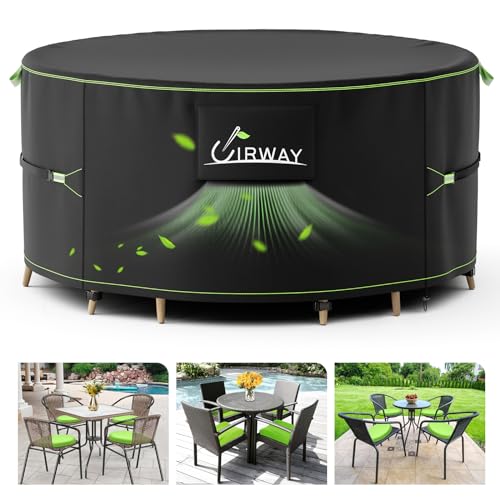 UIRWAY Gartenmöbel Abdeckung, Ø 130 x 71 cm Rund Schutzhülle Abdeckplane, 420D Oxford Abdeckhaube Rund Gartentisch mit Belüftungsöffnungen und reflektierenden Streifen UIRWAY Gartenmöbel Abdeckung, Ø 130 x 71 cm Rund Schutzhülle Abdeckplane, 420D Oxford Abdeckhaube Rund Gartentisch mit Belüftungsöffnungen und reflektierenden Streifen von UIRWAY