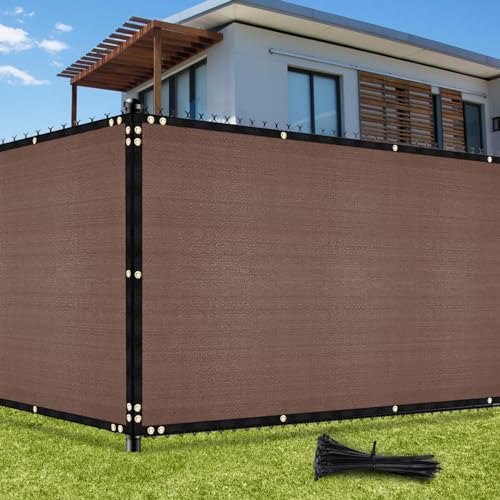 UIRWAY Sichtschutz Zaun 1,82m x 15,24m, Zaunblende Schattiernetz mit ösen 170 g/m² Blockade UV Schutz Windschutz HDPE Gewebe Netz mit Kabelbinder für Gartenzaun Gewächshaus (Braun) von UIRWAY