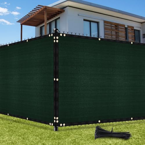 UIRWAY Sichtschutz Zaun 1,8m x 10m, Zaunblende Schattiernetz mit ösen 170 g/m² Blockade UV Schutz Windschutz HDPE Gewebe Netz mit Kabelbinder für Gartenzaun Gewächshaus (Grün) von UIRWAY