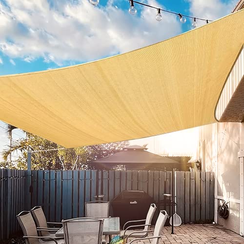 UIRWAY Sonnensegel Rechteck 2 x 3 m Markisensegel, 95% UV-Schutz, Atmungsaktiver Sonnenschutz für Terrasse, Garten, Pergola, Hinterhof - Sand Farbe von UIRWAY