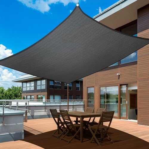 UIRWAY Sonnensegel Rechteck 3.6x4.8m Markisensegel, 95% UV-Schutz, Atmungsaktiver Sonnenschutz für Terrasse, Garten, Pergola, Hinterhof - Anthrazit von UIRWAY