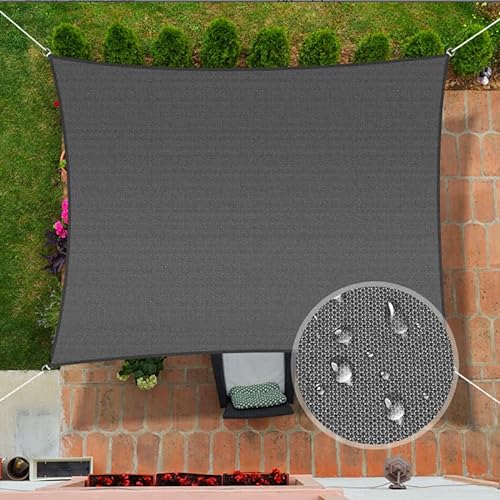 UIRWAY 2 x 3 m Wasserdichtes Sonnenschutzsegel, 95% UV-Block rechteckiger Sonnenschutz, 160 g/m² Sonnenschutzsegel, für Außenterrasse, Garten, Pergola, Hinterhöfe, Carport, Außenanlagen–Anthrazit von UIRWAY