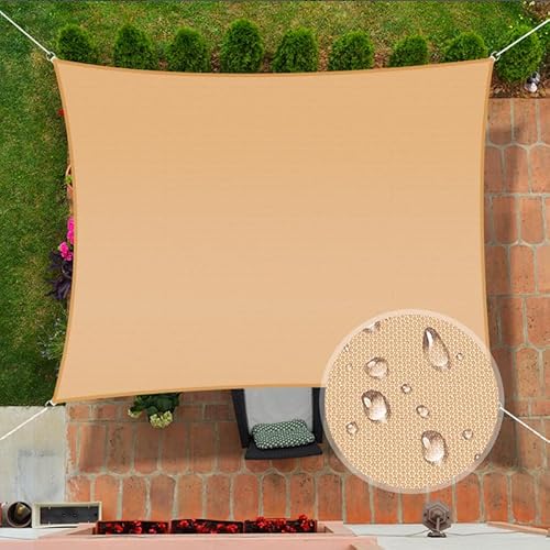 UIRWAY 3 x 4 m Wasserdichtes Sonnenschutzsegel, 95% UV-Block rechteckiger Sonnenschutz, 160 g/m² Sonnenschutzsegel, für Außenterrasse, Garten, Pergola, Hinterhöfe, Carport, Außenanlagen–Sand von UIRWAY