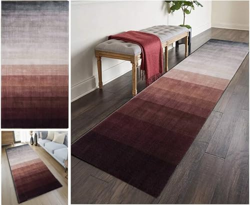 UISBOODR Läufer Flur Küche Teppich rutschfest Waschbar Vintage Teppichmatten Korridor Polyester Wohnzimmer Schlafzimmer 40-120cm Breit, Anpassbare Größe von UISBOODR