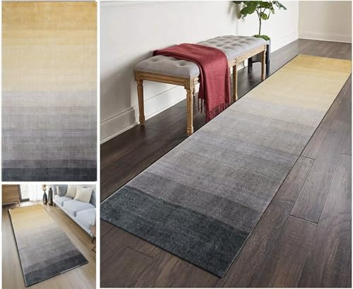 UISBOODR Läufer Flur Küche Teppich rutschfest Waschbar Vintage Teppichmatten Korridor Polyester Wohnzimmer Schlafzimmer 40-120cm Breit, Anpassbare Größe von UISBOODR