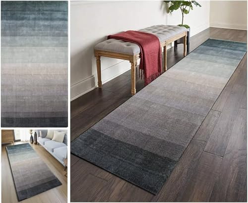 UISBOODR Läufer Flur Küche Teppich rutschfest Waschbar Vintage Teppichmatten Korridor Polyester Wohnzimmer Schlafzimmer 40-120cm Breit, Anpassbare Größe von UISBOODR