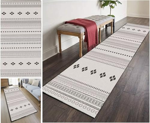UISBOODR Läufer Flur Küche Teppich rutschfest Waschbar Vintage Teppichmatten Korridor Polyester Wohnzimmer Schlafzimmer 40-120cm Breit, Anpassbare Größe von UISBOODR