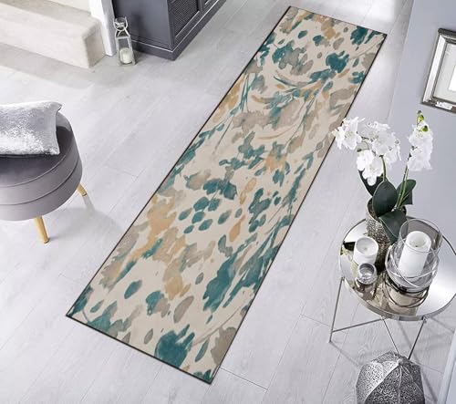 UISBOODR Läufer Flur Küche Teppich rutschfest Waschbar Vintage Teppichmatten Korridor Polyester Wohnzimmer Schlafzimmer 40-120cm Breit, Anpassbare Größe von UISBOODR