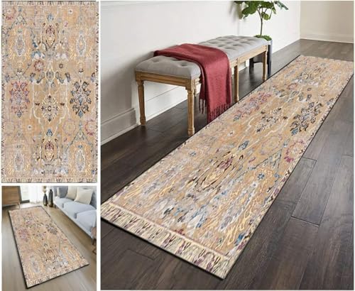 UISBOODR Teppich läufer Flur rutschfest Läufer Küchenteppich Vintage Waschbar Meterware Schlafzimmer Korridor Teppich Lang, Länge Anpassbare, 40-120cm Breit UISBOODR Teppich läufer Flur rutschfest Läufer Küchenteppich Vintage Waschbar Meterware Schlafzimmer Korridor Teppich Lang, Länge Anpassbare, 40-120cm Breit von UISBOODR