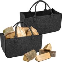 Uisebrt - 2 Stück Kaminholztasche Filz, Filztaschen Shopper mit Tragegriffen, Kaminholzkorb Filztasche für Holz Kaminholz und Zeitungen, auch als von UISEBRT