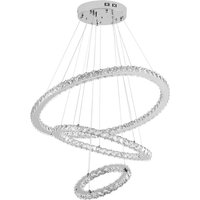 Uisebrt - 96W led Pendelleuchte Hängeleuchte Kristall - Moderne Kreative Höhenverstellbar Kronleuchter Hängelampe Deckenlampe Drei Ringe Esszimmer von UISEBRT