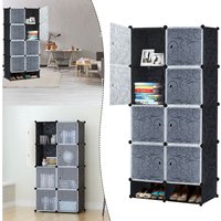 Diy Regalsystem Kleiderschrank aus Kunststoff Steckregal Kleiderschrank Garderobenschrank Schuhregal Kunststoffboxen, 8 Boxen mit Tür und von UISEBRT