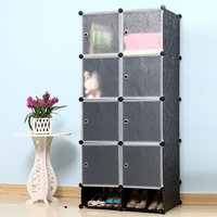 Diy Regalsystem Kleiderschrank aus Kunststoff Steckregal Kleiderschrank Garderobenschrank Schuhregal Kunststoffboxen, 8 Boxen mit Tür und von UISEBRT