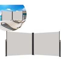 Uisebrt - Doppel Seitenmarkise Ausziehbar Sichtschutz 200 x 600cm - Markise Seitensichtschutz Windschutz fuer Terrasse, Balkon, Garten (Grau) - Grau von UISEBRT