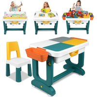 Kindertisch mit Stühle Aktivitätstisch Spieltisch Kindersitzgruppe Bausteintisch Multifunktionaler Set für Kinder Tisch Stuhl Set für Kinderzimmer von UISEBRT