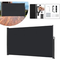 Seitenmarkise 180 x 300cm Seitenrollo Sonnenschutz Sichtschutz Windschutz fuer Balkon Terrasse Garten, Rauchgrau - Anthrazit - Uisebrt von UISEBRT