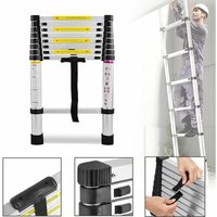 Teleskopleiter Aluminium 2,6M, Ausziehleiter Multifunktionsleiter Alu-Teleskopleiter Rutschfester Mehrzweckleiter Stehleiter Aluleiter 150 kg von UISEBRT
