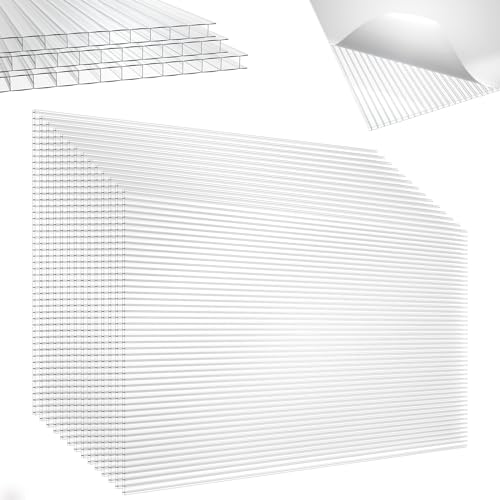UISEBRT 14 Stück Polycarbonat Hohlkammerstegplatten UV-beständigen Polycarbonatplatten für Gartengewächshäuser Doppelstegplatte 605x1210x4mm Transparent UISEBRT 14 Stück Polycarbonat Hohlkammerstegplatten UV-beständigen Polycarbonatplatten für Gartengewächshäuser Doppelstegplatte 605x1210x4mm Transparent von UISEBRT