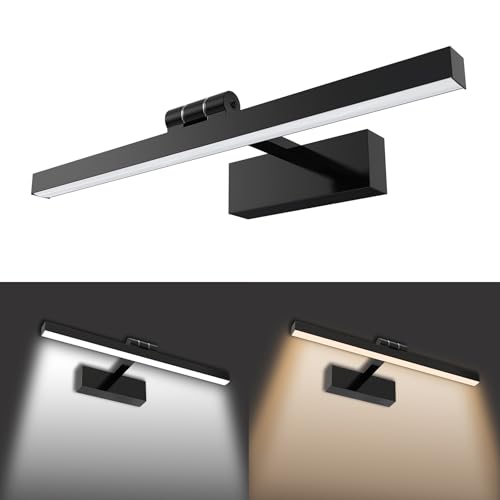 UISEBRT 15W 60cm LED Spiegellampe Badezimmer, Leuchtstoffröhre 180° Verstellbar, Schwarz Badezimmer Lampe Modern IP44 Schrankleuchte für Wandbeleuchtung und Spiegel Beleuchtung, Typ A Warmweiß UISEBRT 15W 60cm LED Spiegellampe Badezimmer, Leuchtstoffröhre 180° Verstellbar, Schwarz Badezimmer Lampe Modern IP44 Schrankleuchte für Wandbeleuchtung und Spiegel Beleuchtung, Typ A Warmweiß von UISEBRT