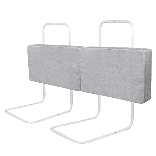 UISEBRT 2 Stück Bettgitter 50cm Rausfallschutz Bett, Bettschutzgitter für Kinder 5-Loch Höhenverstellbar Kinderbettgitter Sicherheitsschutz für Kleinkinder, Babys und Kinder, 100cm, Grau von UISEBRT