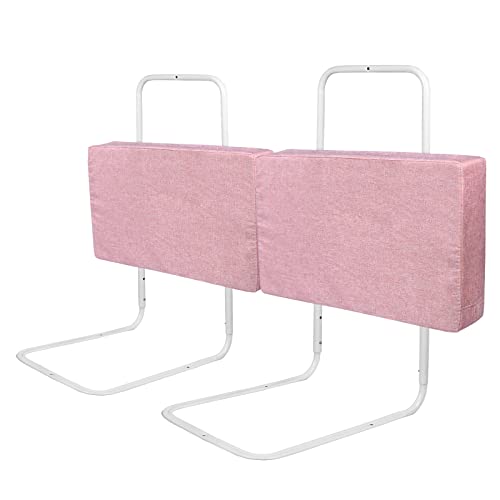 UISEBRT 2 Stück Bettgitter 50cm Rausfallschutz Bett, Bettschutzgitter für Kinder 5-Loch Höhenverstellbar Kinderbettgitter Sicherheitsschutz für Kleinkinder, Babys und Kinder, 100cm, Rosa von UISEBRT