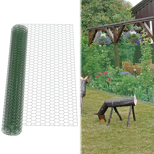 UISEBRT 20 m Maschendrahtzaun, Verzinkt Sechseckgeflecht mit Grün PVC-Schutzschicht, Maschendraht Maschenweite 43x28mm, Hasengitter für Heimwerker und Heimdekore, Leichter Drahtgeflecht UISEBRT 20 m Maschendrahtzaun, Verzinkt Sechseckgeflecht mit Grün PVC-Schutzschicht, Maschendraht Maschenweite 43x28mm, Hasengitter für Heimwerker und Heimdekore, Leichter Drahtgeflecht von UISEBRT