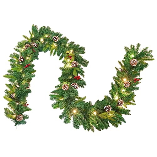 UISEBRT 300cm Weihnachtsgirlande mit LED Beleuchtung Tannengirlande Künstlich Weihnachtskranz Weihnachtsdeko Girlande Innen und Außen für Kamin Treppe Wand Tür (Typ B - Tannenzapfen & Roten Beeren) UISEBRT 300cm Weihnachtsgirlande mit LED Beleuchtung Tannengirlande Künstlich Weihnachtskranz Weihnachtsdeko Girlande Innen und Außen für Kamin Treppe Wand Tür (Typ B - Tannenzapfen & Roten Beeren) von UISEBRT