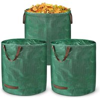 UISEBRT 3x Gartenabfallsack mit Griffen Gartensack 272L Laubsack Gartensäcke Doppelter Boden, Faltbar Robust Wasserabweisend und Selbststehend von UISEBRT