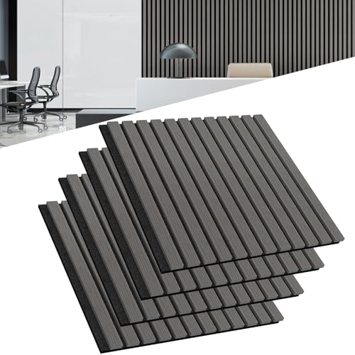 UISEBRT 4 Stück Akustikpaneele Set Wandverkleidung Wandpaneele aus Echtholz Furnier Akustikplatten Lamellenwand Holzpaneele Wand 3D Holzpaneele Akustikfilz 60 x 60 cm Anthrazit UISEBRT 4 Stück Akustikpaneele Set Wandverkleidung Wandpaneele aus Echtholz Furnier Akustikplatten Lamellenwand Holzpaneele Wand 3D Holzpaneele Akustikfilz 60 x 60 cm Anthrazit von UISEBRT