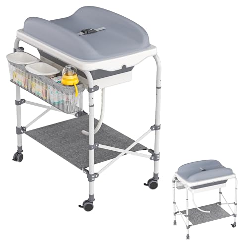 UISEBRT 4 in 1 Multi-Funktionaler Wickeltisch Mit Faltbarer Badewanne belastbar bis 50 kg, seitlichem Hängekorb & integriertem Stauraum Mobile Wickelstation Tragbare Wickelkommode UISEBRT 4 in 1 Multi-Funktionaler Wickeltisch Mit Faltbarer Badewanne belastbar bis 50 kg, seitlichem Hängekorb & integriertem Stauraum Mobile Wickelstation Tragbare Wickelkommode von UISEBRT