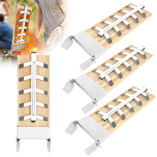 UISEBRT 4 x Flammlachsbrett - Flammlachsbretter mit Edelstahl-Halterung Lachsbretter zum Grillen, 5 Stufen Einstellbares Winkelsystem Räucherbrett Zedernholzbrett für Feuerschale & Grill UISEBRT 4 x Flammlachsbrett - Flammlachsbretter mit Edelstahl-Halterung Lachsbretter zum Grillen, 5 Stufen Einstellbares Winkelsystem Räucherbrett Zedernholzbrett für Feuerschale & Grill von UISEBRT