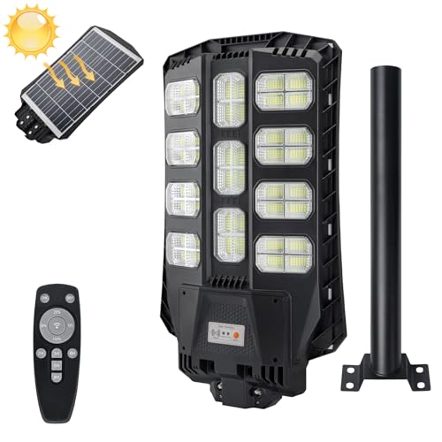 UISEBRT 400W LED Solar StraßEnlaternen mit Sensor Solar Straßenlampe Solarleuchte IP65 Wasserdicht Dämmerung bis zum Morgengrauen für Straßen Garten Garage von UISEBRT