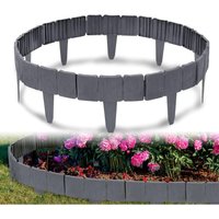 UISEBRT 40Pcs Rasenkante Kunstoff 10m Beeteinfassung Steinoptik Palisade Beetumrandung Mähkante Gartenzaun für Garten Border Blumenbeet, LxH 25x23cm, von UISEBRT